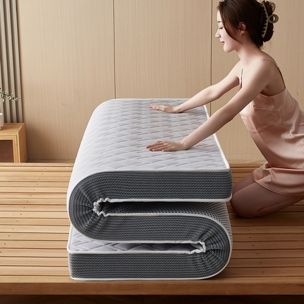 91家纺网 家纺一手货源 找家纺 喜她床垫 2025新款牛奶丝乳胶记忆棉海绵床垫-成人款 菱格灰（6cm）