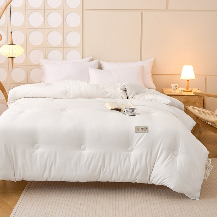 91家纺网 家纺一手货源 找家纺 梦恬佳 2024新款A类原棉亲肤棉大豆被夏被春秋被冬被 典雅白
