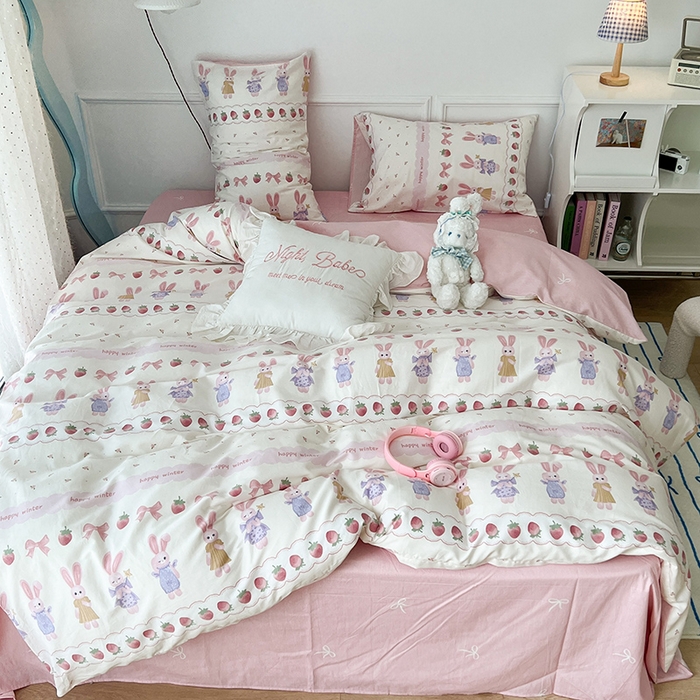 91家纺网 家纺一手货源 找家纺 2024新款13070跑量款全棉四件套--洛丽塔系列 魔法仙女兔