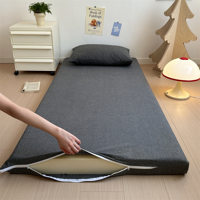 91家纺网 家纺一手货源 找家纺 北欧良品 2024新款学生季A类全棉水洗棉单品床套床垫套 深灰