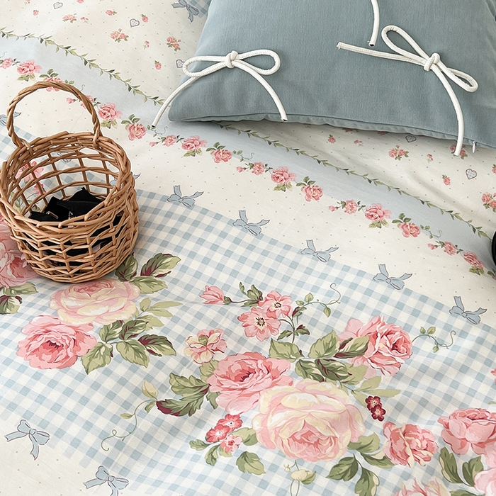 91家纺网 家纺一手货源 找家纺 2024新款13070跑量款全棉四件套--花卉系列 初恋玫瑰