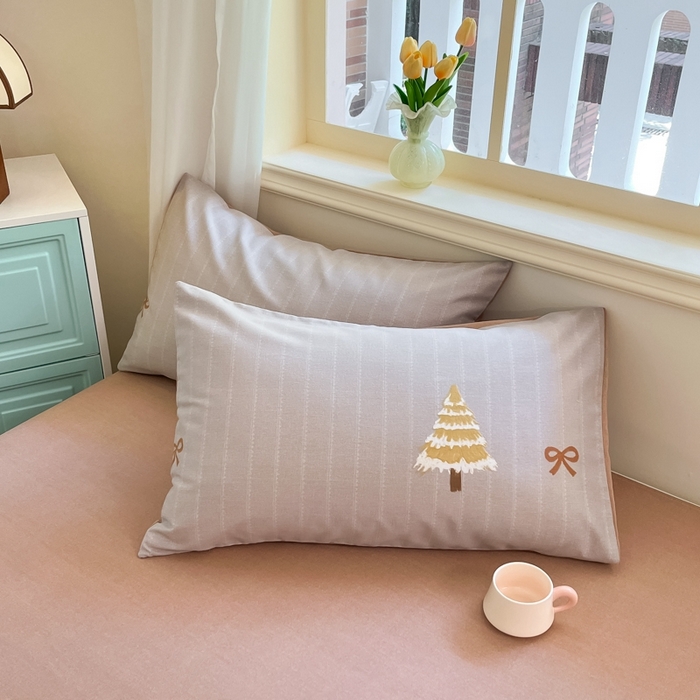 91家纺网 家纺一手货源 找家纺 莱米家纺 2024新款全棉加厚磨毛印花四件套 圣诞树