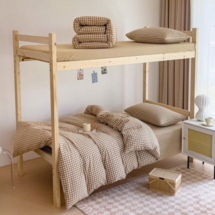 91家纺网 家纺一手货源 找家纺 （总）2024新款纯棉全棉A类色织水洗棉学生宿舍三件套四件套上下铺学生床套床垫套保护套