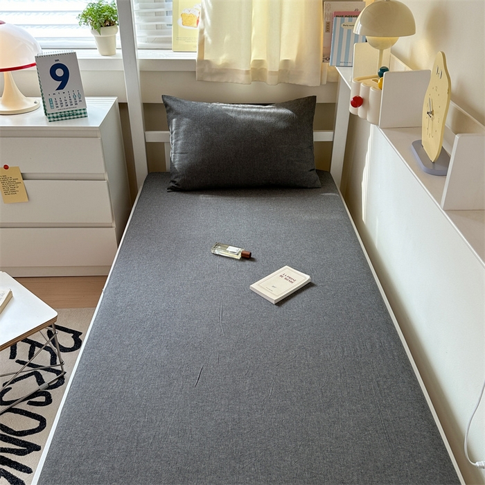 91家纺网 家纺一手货源 找家纺 北欧良品 2024新款学生季A类全棉水洗棉单品床套床垫套 深灰