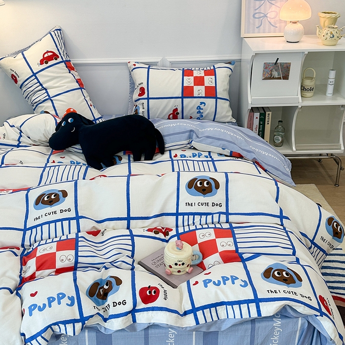 91家纺网 家纺一手货源 找家纺 2024新款13070跑量款全棉四件套--卡通系列 汽车总动员