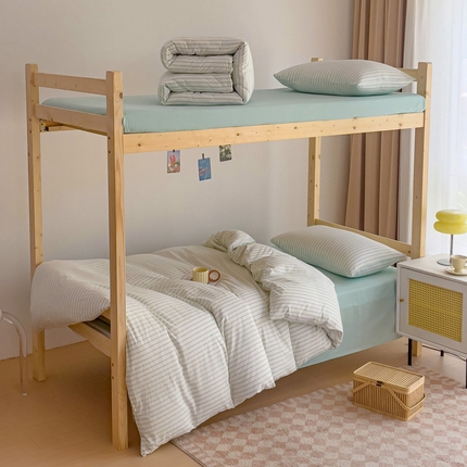 91家纺网 家纺一手货源 找家纺 （总）2024新款纯棉全棉A类色织水洗棉学生宿舍三件套四件套上下铺学生床套床垫套保护套