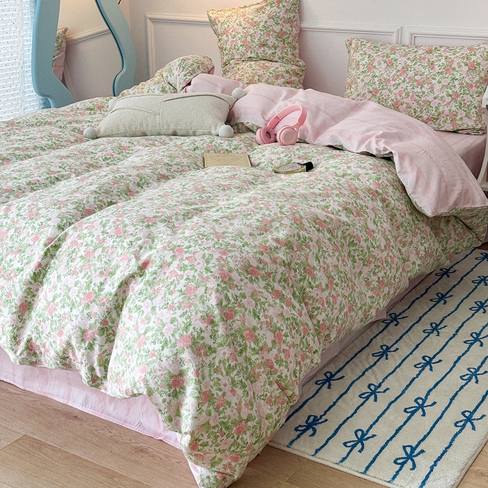 91家纺网 家纺一手货源 找家纺 2024新款13070跑量款全棉四件套--花卉系列 梨花末雨