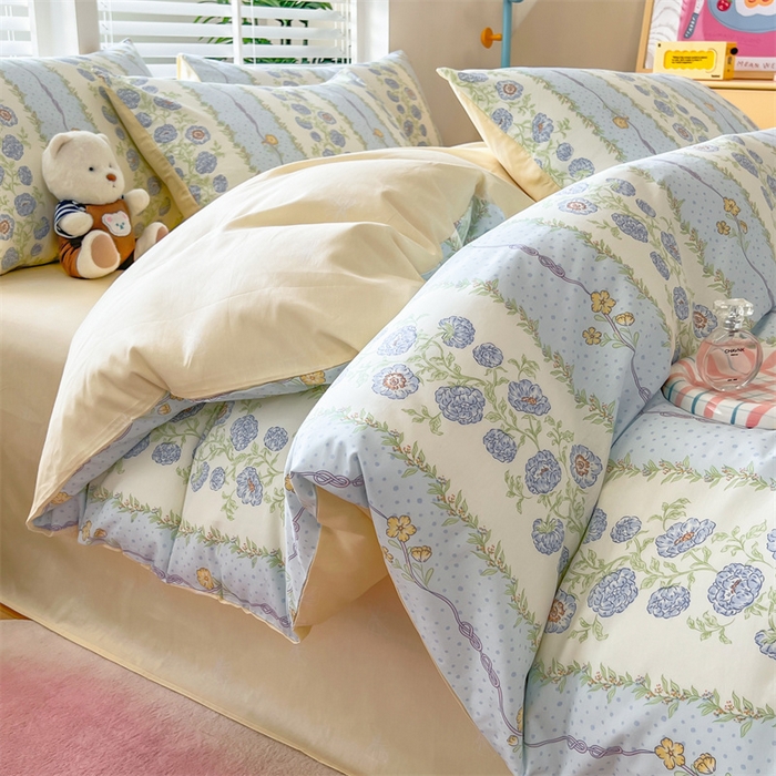 91家纺网 家纺一手货源 找家纺 红馆 2025年全棉12868印花系列四件套花涧