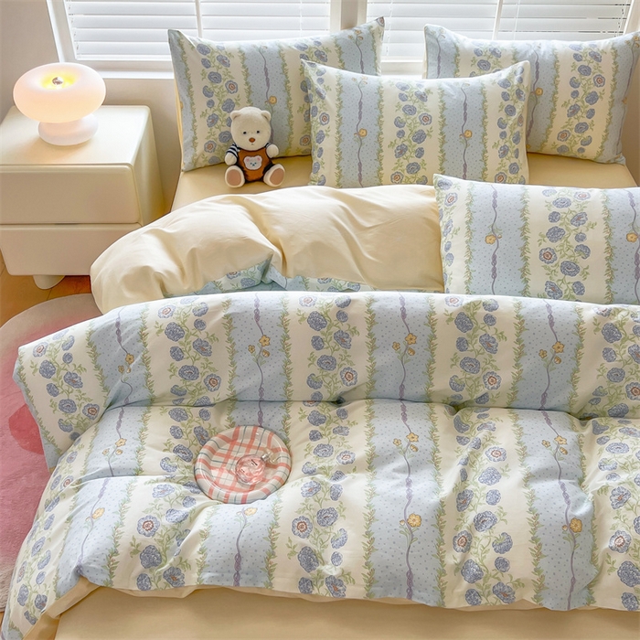 91家纺网 家纺一手货源 找家纺 红馆 2025年全棉12868印花系列四件套花涧