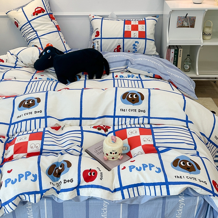 91家纺网 家纺一手货源 找家纺 2024新款13070跑量款全棉四件套--卡通系列 汽车总动员