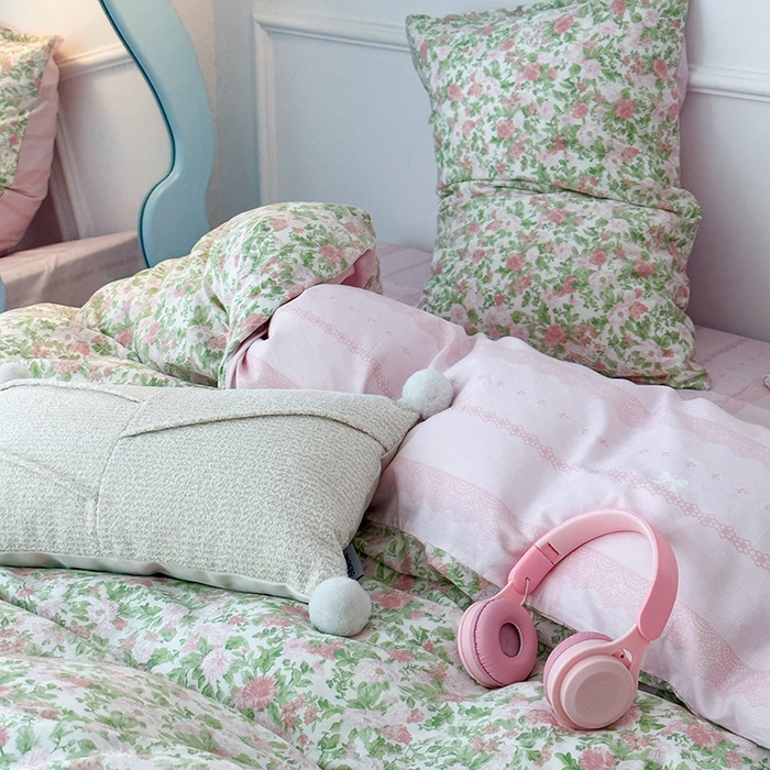 91家纺网 家纺一手货源 找家纺 2024新款13070跑量款全棉四件套--花卉系列 梨花末雨