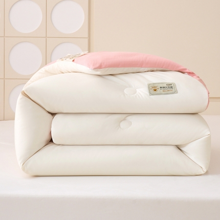 梦恬佳 2024新款A类原棉亲肤棉大豆被夏被春秋被冬被 典雅白+樱花粉