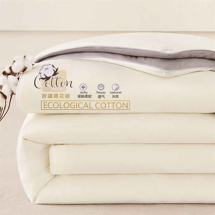 91家纺网 家纺一手货源 找家纺 好宜家纺 2025新款水洗棉新疆棉花被芯拉链款二合一子母被冬被春秋被夏被学生宿舍被褥 单被子-米白+中灰