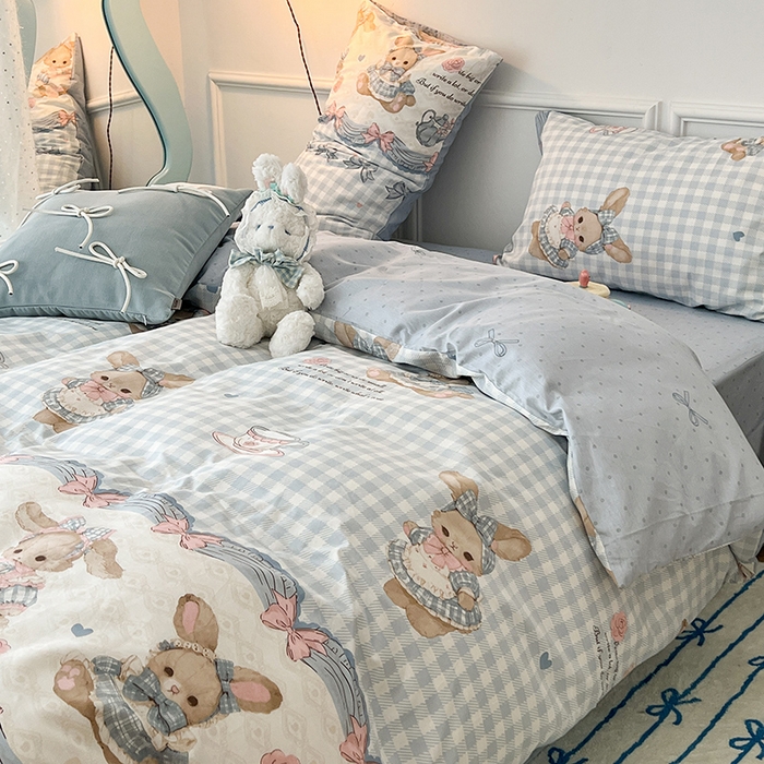 91家纺网 家纺一手货源 找家纺 2024新款13070跑量款全棉四件套--洛丽塔系列 梦境芭蕾兔