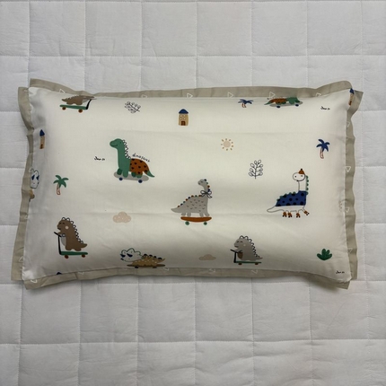 良佐生活 2024新款A类133x72铂金全棉枕套枕头枕芯七彩童年系列 枕套+枕芯 恐龙印记
