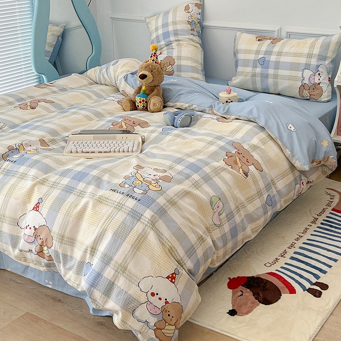 91家纺网 家纺一手货源 找家纺 2024新款13070跑量款全棉四件套--卡通系列 幼稚园伙伴