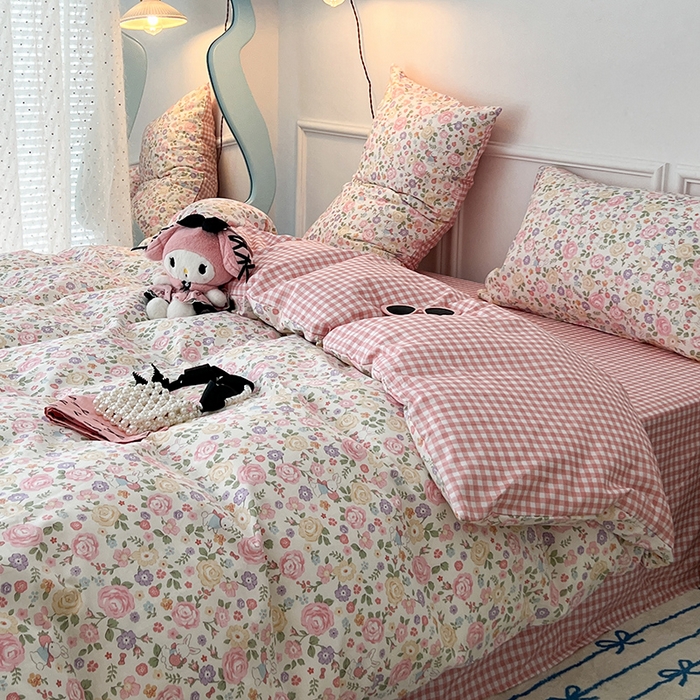 91家纺网 家纺一手货源 找家纺 2024新款13070跑量款全棉四件套--小清新系列 秘境花园兔