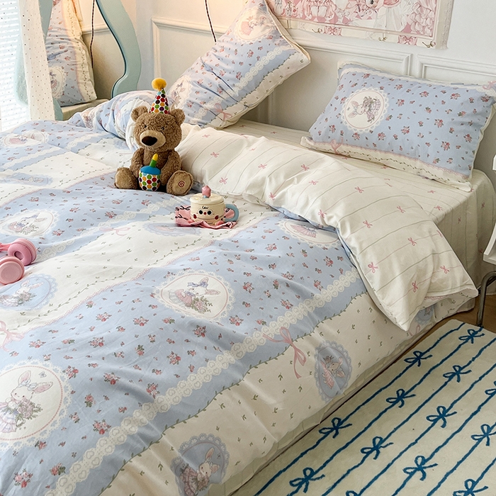 91家纺网 家纺一手货源 找家纺 （总）2024新款13070跑量款全棉四件套--洛丽塔系列