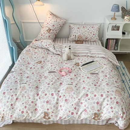 91家纺网 家纺一手货源 找家纺 （总）2024新款13070跑量款全棉四件套--小清新系列