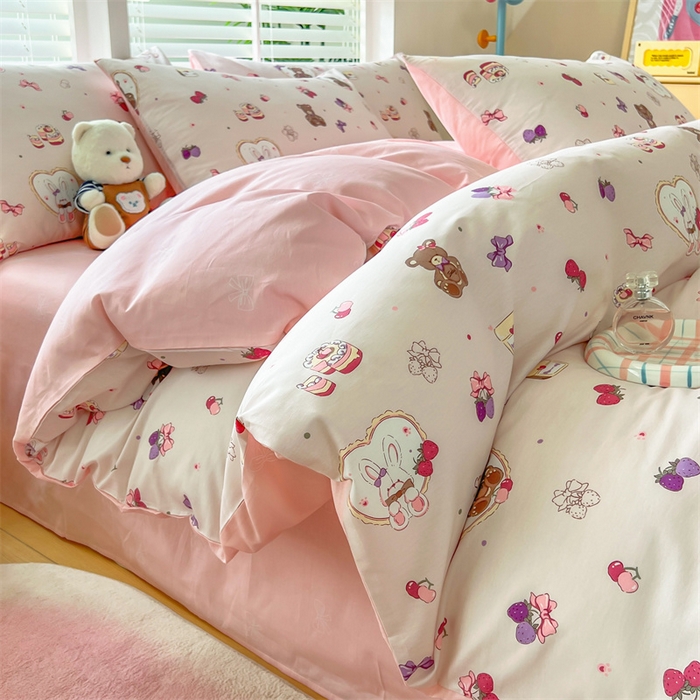 91家纺网 家纺一手货源 找家纺 红馆 2025年全棉12868印花系列四件套爱心伙伴