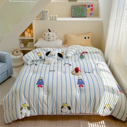 91家纺网 家纺一手货源 找家纺 暖生活 2024新款婴儿级牛奶针织棉大豆四季被冬被春秋被被子被芯 蓝帽小狗