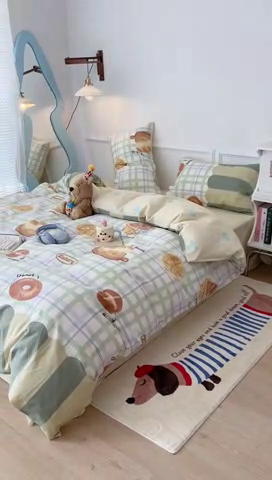 91家纺网 家纺一手货源 找家纺 2024新款13070跑量款全棉四件套--卡通系列 贝果吐司