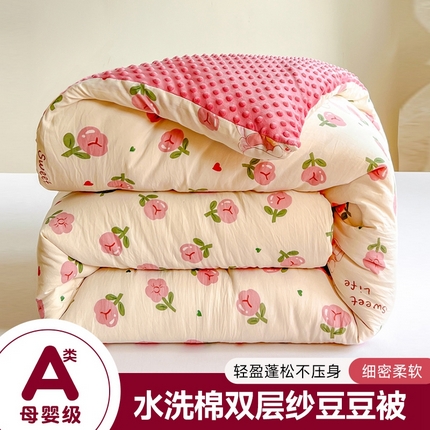 91家纺网 家纺一手货源 找家纺 （总）玉相逢 2024新款水洗棉双层纱豆豆被加绒被子被芯直播豆豆绒被被子被芯冬被春秋被