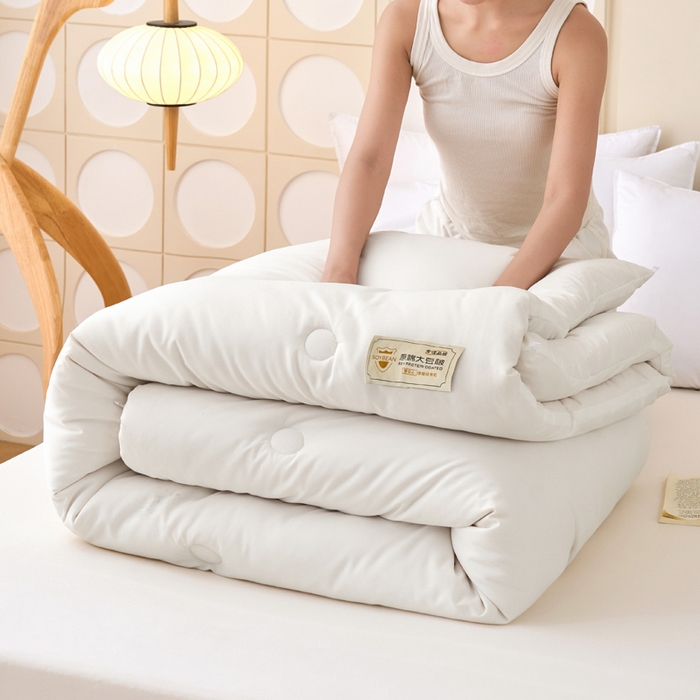 91家纺网 家纺一手货源 找家纺 梦恬佳 2024新款A类原棉亲肤棉大豆被夏被春秋被冬被 典雅白