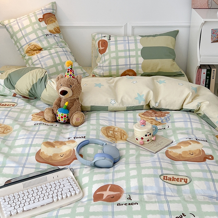 91家纺网 家纺一手货源 找家纺 2024新款13070跑量款全棉四件套--卡通系列 贝果吐司