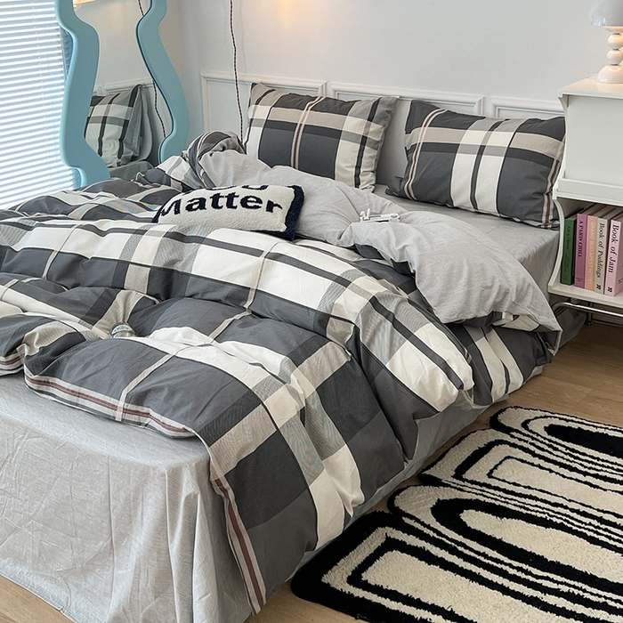 91家纺网 家纺一手货源 找家纺 2024新款13070跑量款全棉四件套--北欧系列 挪威灰格