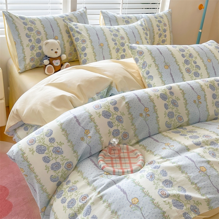 91家纺网 家纺一手货源 找家纺 红馆 2025年全棉12868印花系列四件套花涧