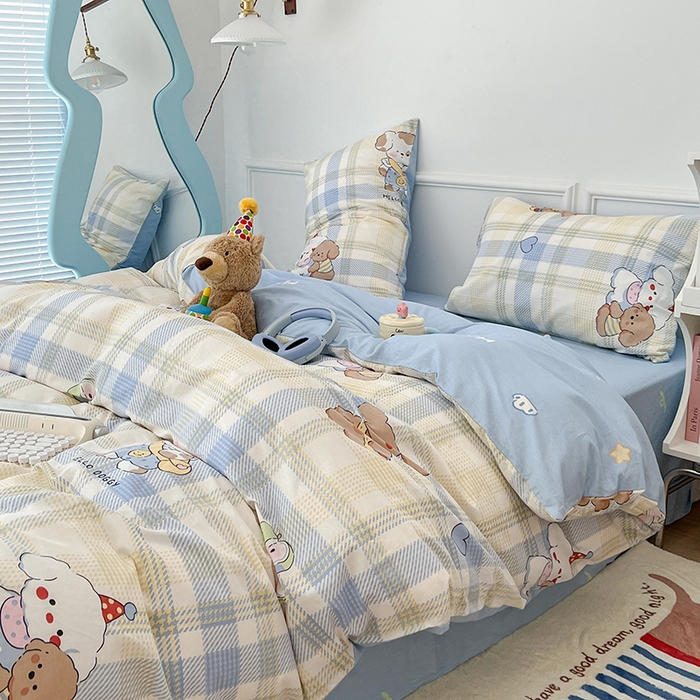 91家纺网 家纺一手货源 找家纺 2024新款13070跑量款全棉四件套--卡通系列 幼稚园伙伴