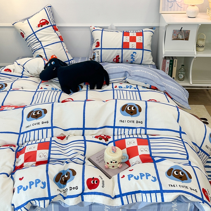 91家纺网 家纺一手货源 找家纺 2024新款13070跑量款全棉四件套--卡通系列 汽车总动员