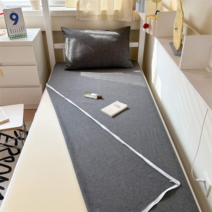 91家纺网 家纺一手货源 找家纺 北欧良品 2024新款学生季A类全棉水洗棉单品床套床垫套 深灰