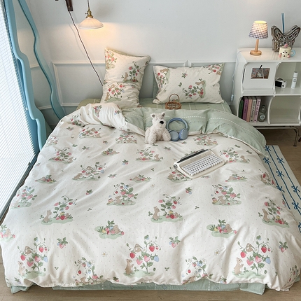 2024新款13070跑量款全棉四件套--小清新系列 果实小兔