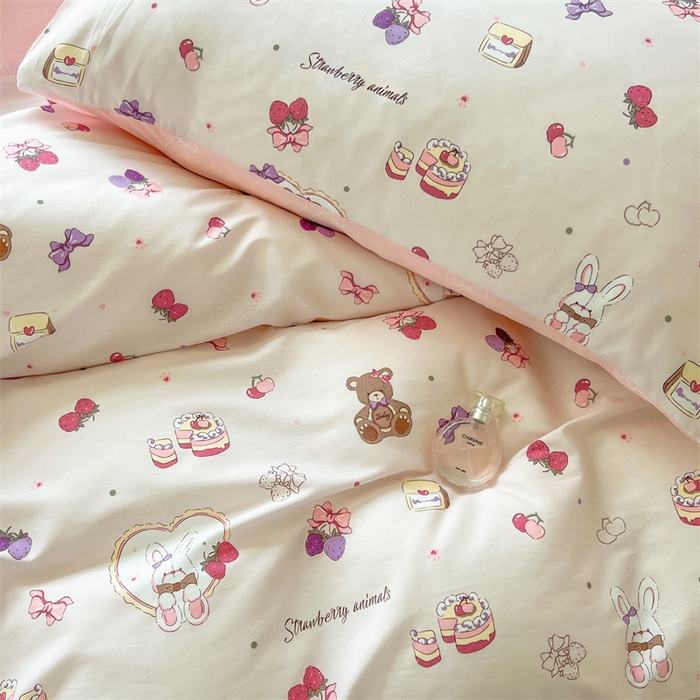 91家纺网 家纺一手货源 找家纺 红馆 2025年全棉12868印花系列四件套爱心伙伴