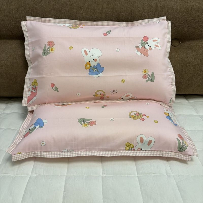 91家纺网 家纺一手货源 找家纺 良佐生活 2024新款A类133x72铂金全棉枕套枕头枕芯七彩童年系列 枕套+枕芯 仙女兔