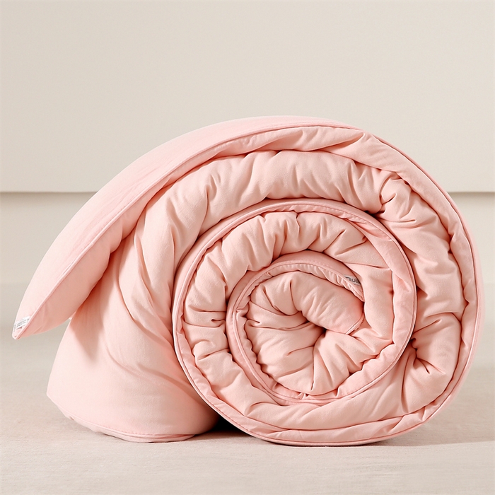 91家纺网 家纺一手货源 找家纺 好宜家纺 2025新款水洗棉新疆棉花被芯拉链款二合一子母被冬被春秋被夏被学生宿舍被褥 单被子-粉玉色