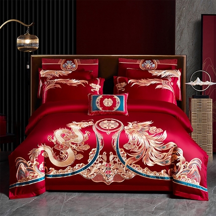用心 2024新款双面长绒棉婚庆四件套 盛世唐朝
