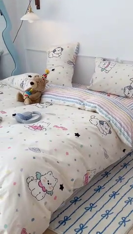91家纺网 家纺一手货源 找家纺 2024新款13070跑量款全棉四件套--卡通系列 可爱萌萌狗