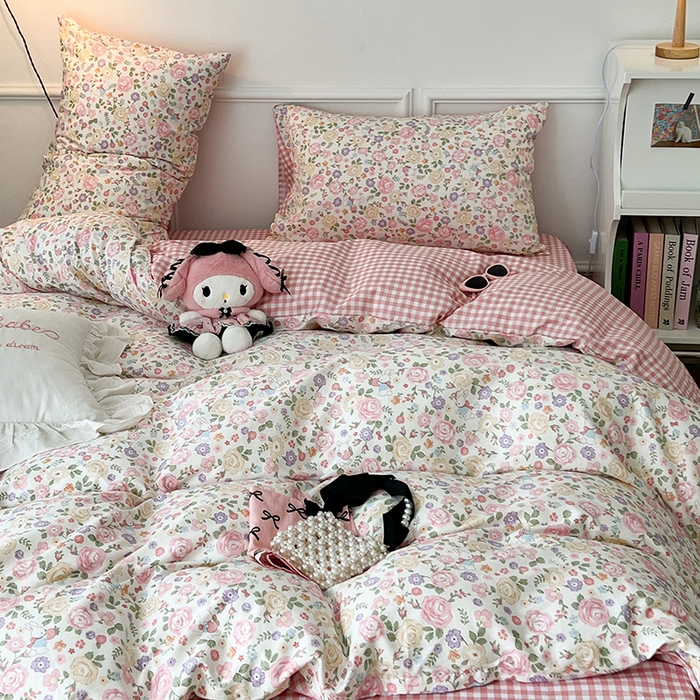 91家纺网 家纺一手货源 找家纺 2024新款13070跑量款全棉四件套--小清新系列 秘境花园兔