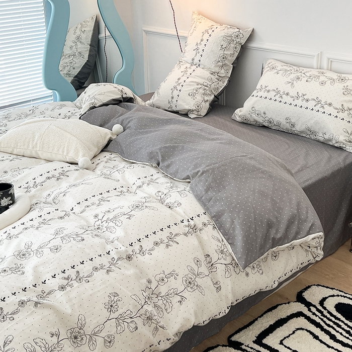 91家纺网 家纺一手货源 找家纺 2024新款13070跑量款全棉四件套--花卉系列 木槿花语