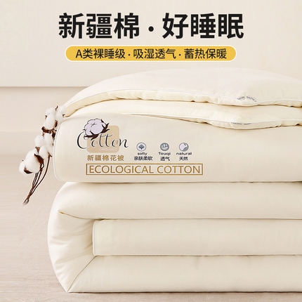 91家纺网 家纺一手货源 找家纺 好宜家纺 2025新款水洗棉新疆棉花被芯拉链款二合一子母被冬被春秋被夏被学生宿舍被褥 单被子-米白色