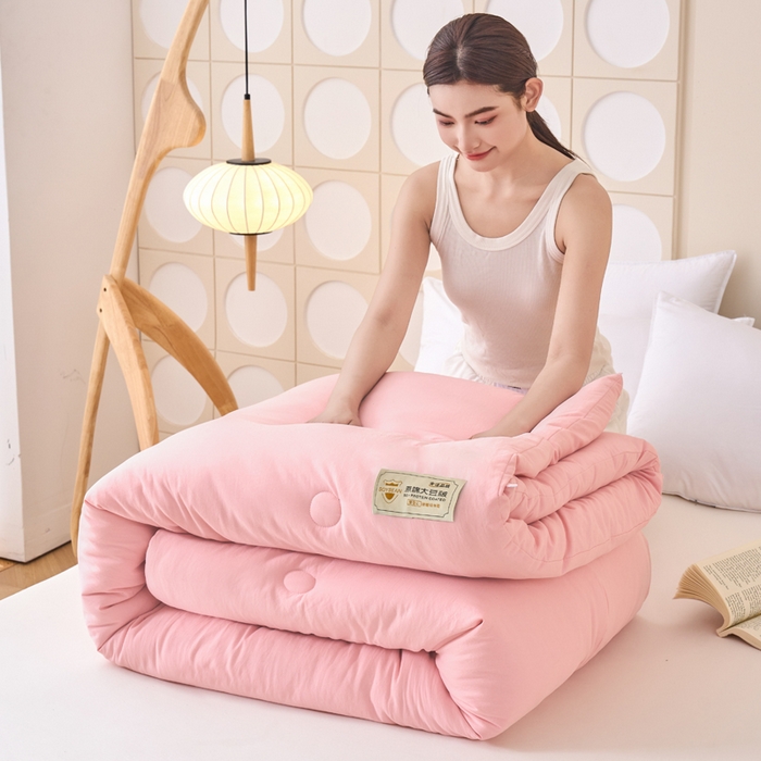 91家纺网 家纺一手货源 找家纺 梦恬佳 2024新款A类原棉亲肤棉大豆被夏被春秋被冬被 樱花粉