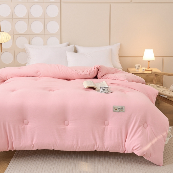 91家纺网 家纺一手货源 找家纺 梦恬佳 2024新款A类原棉亲肤棉大豆被夏被春秋被冬被 樱花粉