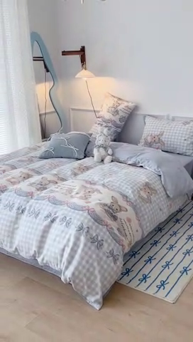 91家纺网 家纺一手货源 找家纺 2024新款13070跑量款全棉四件套--洛丽塔系列 梦境芭蕾兔