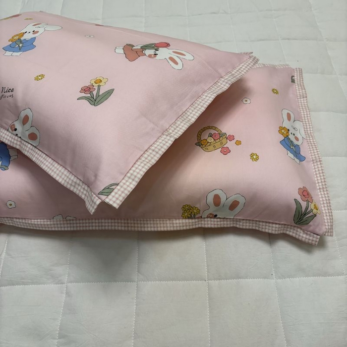 91家纺网 家纺一手货源 找家纺 良佐生活 2024新款A类133x72铂金全棉枕套枕头枕芯七彩童年系列 枕套+枕芯 仙女兔