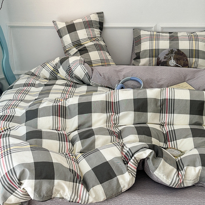 91家纺网 家纺一手货源 找家纺 2024新款13070跑量款全棉四件套--北欧系列 莫里斯格纹