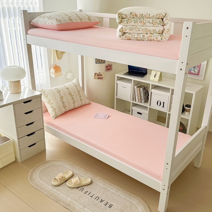 91家纺网 家纺一手货源 找家纺 2024新款水洗棉小清新印花学生三件套（床笠床套款） 花语