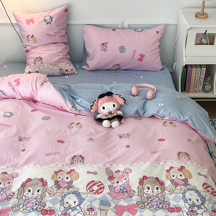 91家纺网 家纺一手货源 找家纺 2024新款13070跑量款全棉四件套--卡通系列 甜心派对